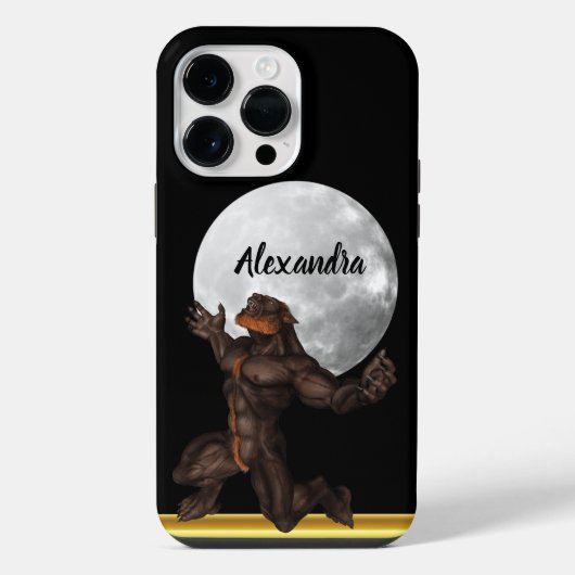 Werwolf stehend vor einem Mond iPhone Hülle (Rückseite)