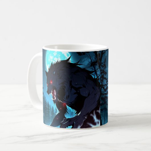 Werwolf Transformation Tasse - Anime Halloween (Vorderseite Links)