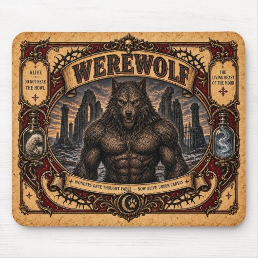 Werwolf, Vintage-Circus-Monster Mousepad (Vorne)