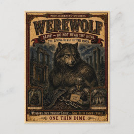 Werwolf, Vintage-Zirkus-Monster Postkarte