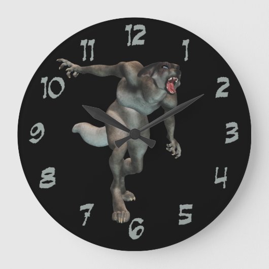Werwolf-Wall-Uhr Große Wanduhr (Vorderseite)