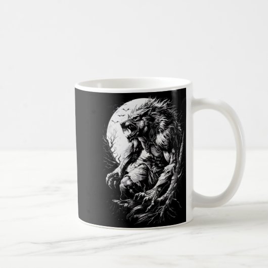 Werwolf Wolf heult bei Vollmond Kaffeetasse (Rechts)