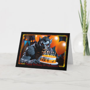 Werwolf-Wünsche zu deinem Geburtstag Halloween-Gru Feiertagskarte