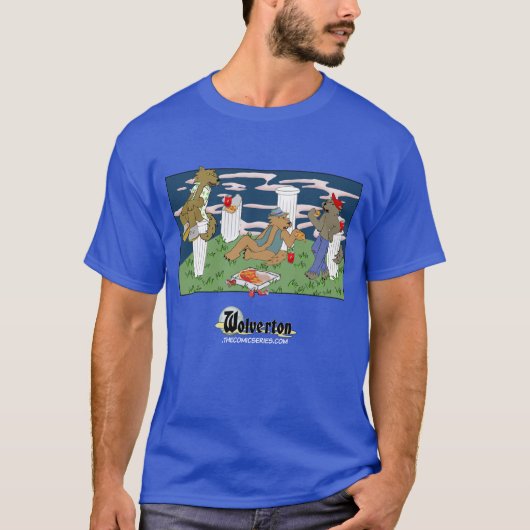 Werwölfe beim Pizzaessen Männer dunkles T-Shirt (Vorderseite)