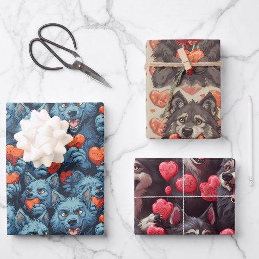 Werwölfe und Candy Heats Valentinstag Geschenkpapier Set (Vorderseite)