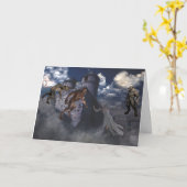 Werwölfe und Geist auf einem Castle Halloween Karte (Gelbe Blume)