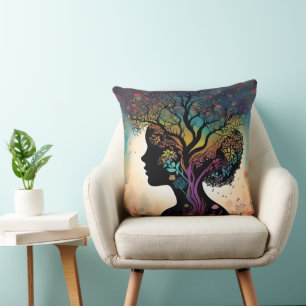 **"Wesen der Erde: Abstrakte Lady Mutter Natur"* Kissen