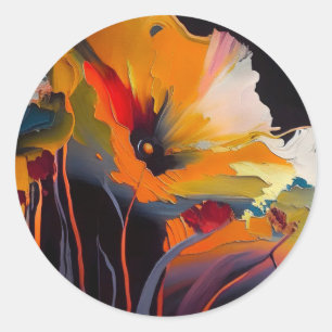 Wesen des Gartens – Abstrakter floraler Ausdruck Runder Aufkleber