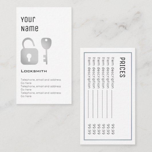 "Wesentliche" Bauschlosser-Preis-Karten Visitenkarte (Vorne/Hinten)