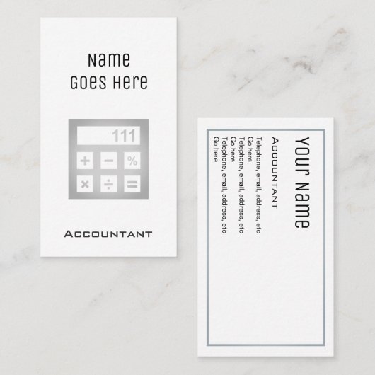 "Wesentliche" Buchhalter-Visitenkarten Visitenkarte (Vorne/Hinten)