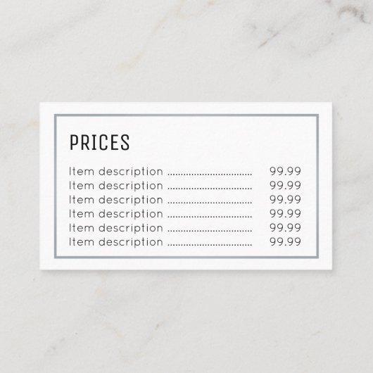 "Wesentliche" Fahrrad-Reparatur-Preis-Karten Visitenkarte (Rückseite)