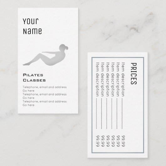 "Wesentliche" Pilates Preis-Karten Visitenkarte (Vorne/Hinten)