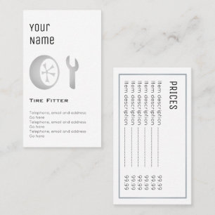 "Wesentliche" Reifen-Monteur-Preis-Karten Visitenkarte