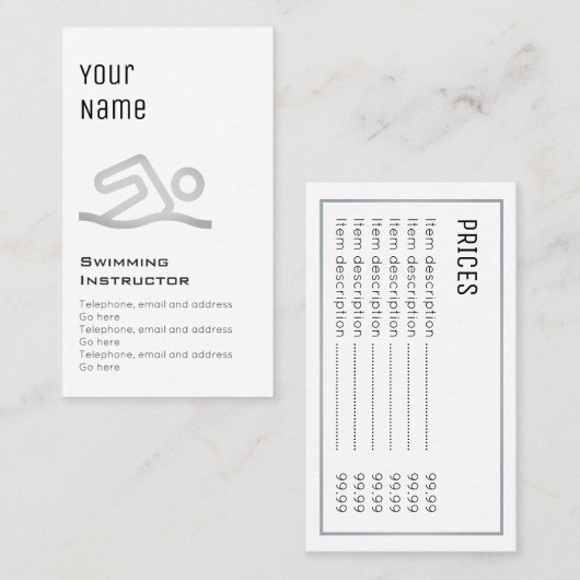 "Wesentliche" Schwimmen-Lehrer-Preis-Karten Visitenkarte (Vorne/Hinten)