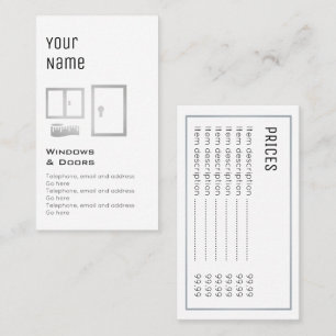 "Wesentliche" Windows- und Tür-Preis-Karten Visitenkarte