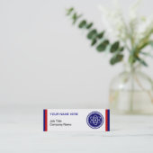 Wesentliche Wissenschafts-blaues AtomAbzeichen Mini Visitenkarte (Stehend Vorderseite)