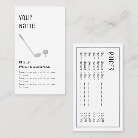 "Wesentliches" Golf-berufliche Preis-Karten Visitenkarte (Vorne/Hinten)
