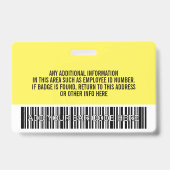 Wesentliches Mitarbeiter-ID-Foto, Bar-Code, Logo,  Ausweis (Rückseite)