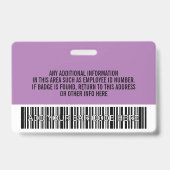Wesentliches Mitarbeiter-ID-Foto, Bar-Code, Logo, Ausweis (Rückseite)