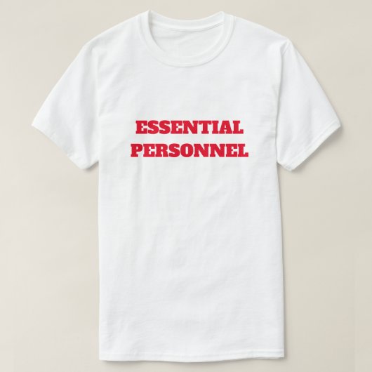 Wesentliches Personal in fett rotem Text T-Shirt (Design vorne)