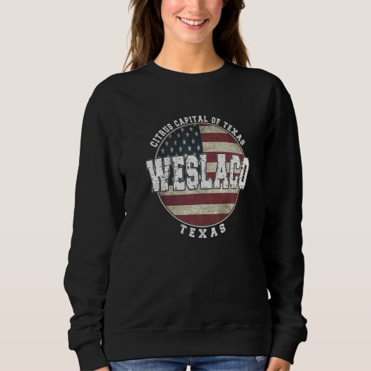 Weslaco Texas Vintage American flag Sweatshirt (Vorderseite)