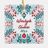 Wèsołych Gódów Kashubian Frohe Weihnachten Keramikornament (Vorderseite)