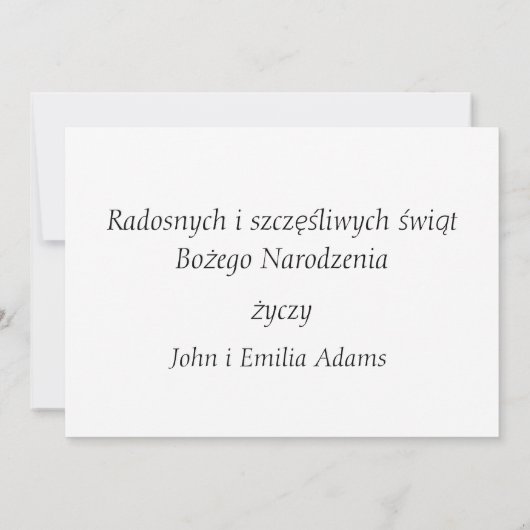 Wesołych świąt Bożego Narodzenia card in polnische Ankündigung (Rückseite)