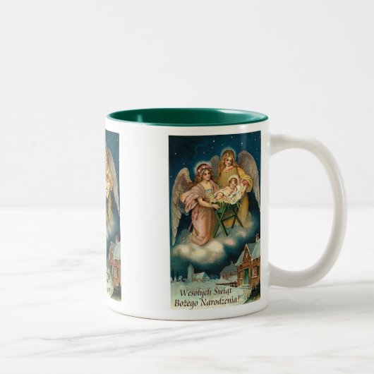 Wesolych Swiat Bozego Narodzenia frohe Weihnachten Zweifarbige Tasse (Rechts)