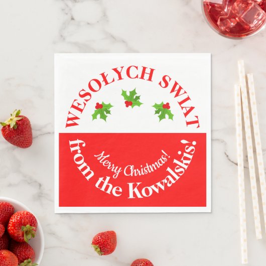 Wesolych Swiat Christmas Party Polnischer Flagge u Serviette (Beispiel)