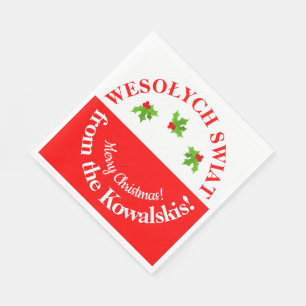 Wesolych Swiat Christmas Party Polnischer Flaggen Serviette
