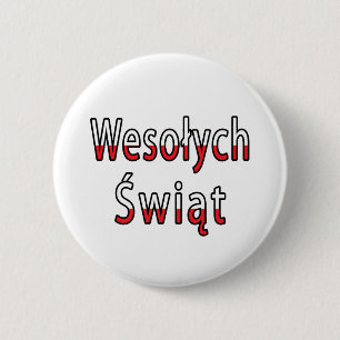 Wesolych Swiat Flag Button