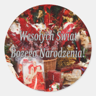 Wesołych Świąt…! Frohe Weihnachten im polnisc Runder Aufkleber
