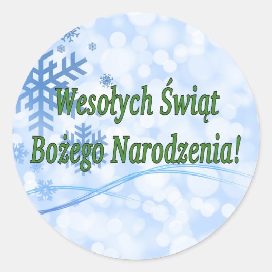 Wesołych Świąt ...! Frohe Weihnachten im polnische Runder Aufkleber (Vorderseite)