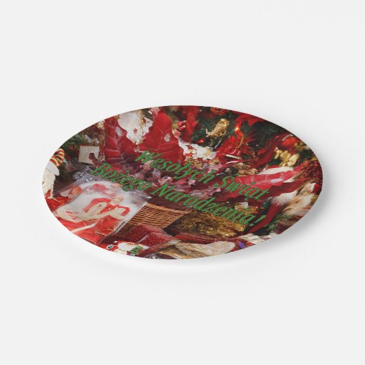 Wesołych Świąt…! Frohe Weihnachten im polnischen Pappteller (Schrägansicht)