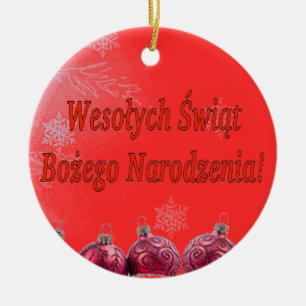 Wesołych Świąt…! Frohe Weihnachten in Polnisc Keramik Ornament