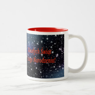 Wesołych Świąt ...! Frohe Weihnachten in Polnisch  Zweifarbige Tasse