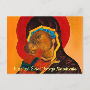 Wesołych Świąt Frohe Weihnachtsfeier Jungfrau und  Postkarte