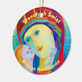 Wesołych Świąt Frohe Weihnachtsgeschenk Polnisch Keramik Ornament (Links)