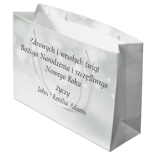 Wesołych świąt Frohe Weihnachtskarte Polnischer We Große Geschenktüte (Rückseite Schrägansicht)