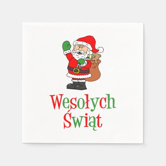 Wesolych Swiat Polnisch Frohe Weihnachten Santa Na Serviette (Vorderseite)