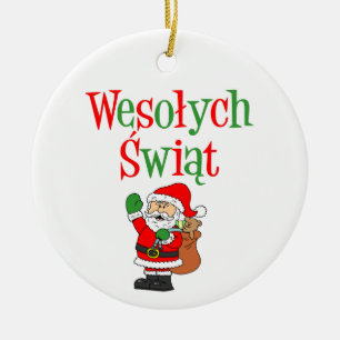 Wesolych Swiat Polnische Weihnachtsfeier Keramik O Ornament