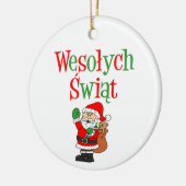 Wesolych Swiat Polnische Weihnachtsfeier Keramik O Ornament (Links)