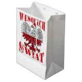 Wesolych Swiat Polnischer Weihnachtsadler Weihnach Mittlere Geschenktüte (Vorderseite Schrägansicht)
