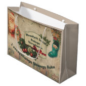 Wesołych świąt Polnischer WeihnachtsWeihnachtsmann Große Geschenktüte (Vorderseite Schrägansicht)
