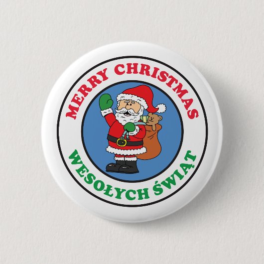 Wesolych Swiat Polnisches Weihnachtsfest Button (Vorderseite)