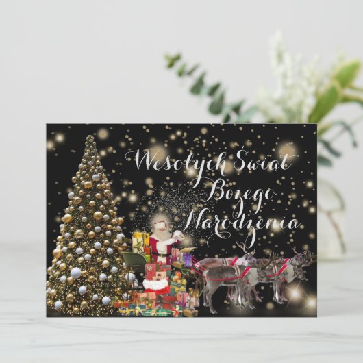 Wesołych świąt Religiöse Weihnachtskarte auf Polni Ankündigung (Stehend Vorderseite)