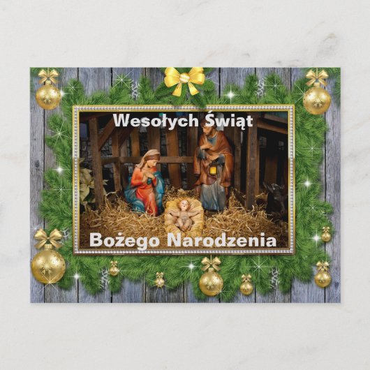 Wesołych świąt Religiöse Weihnachtskarte auf Polni Postkarte (Vorderseite)