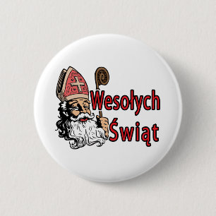 Wesolych Swiat St. Nicholas Button