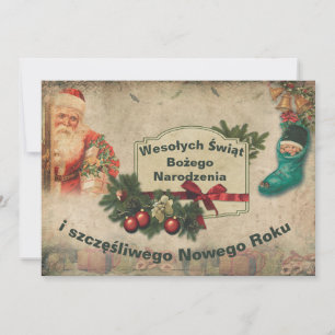Wesołych świąt Vintage Christmas Card auf Polnisch Ankündigung