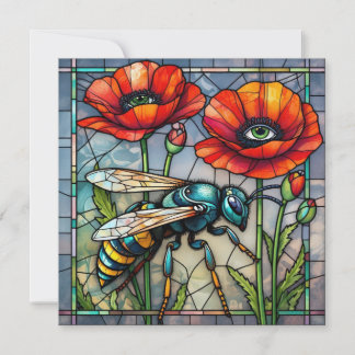 Wespe Hornisse Biene Bleiglas Mohn Blume Insekt Karte